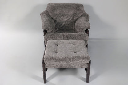 Chair & Ottoman – Taye with Tiger Maple Arms (Grey)