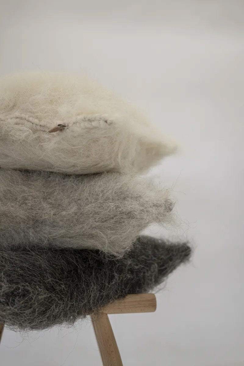 Organic Wool Pillow - Handwoven Brushed Wood Decorative Pillow
