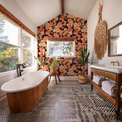Flower Party Wallpaper, coral