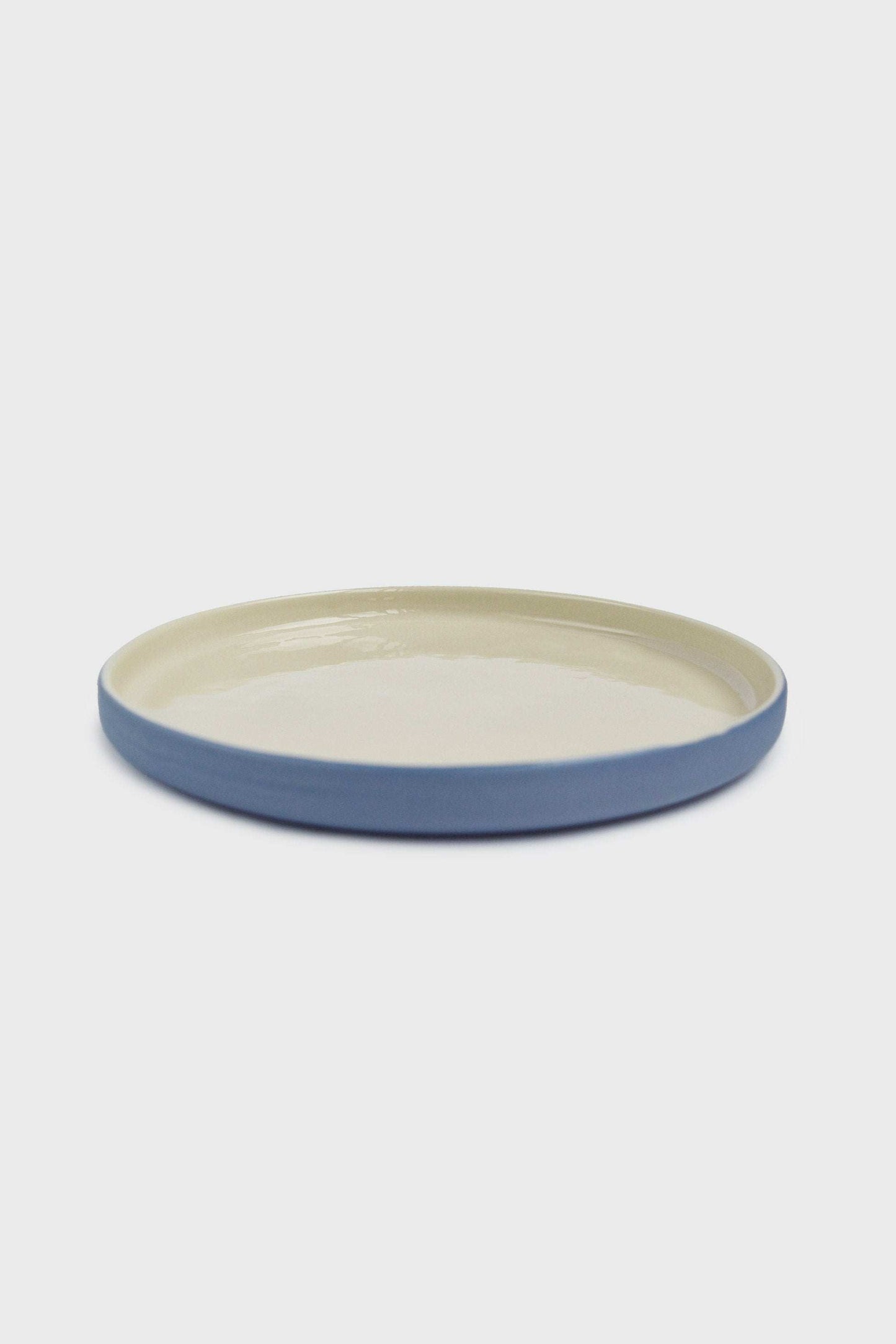 Handmade Blue Porcelain Dinner Plates. Forget-me-not/Chocolate