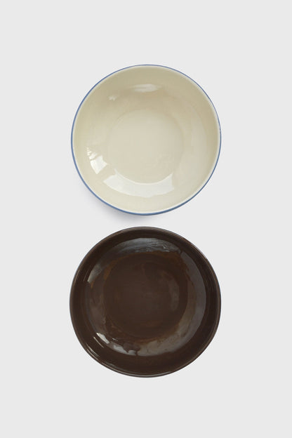 Handmade Porcelain Bowl. Forget-me-not/Chocolate