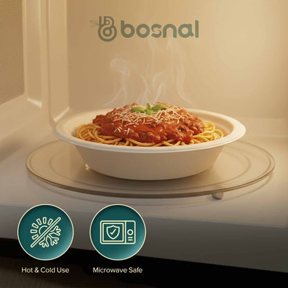 Bosnal - Sugarcane Bagasse Compostable Bowls, 16 Oz, Round