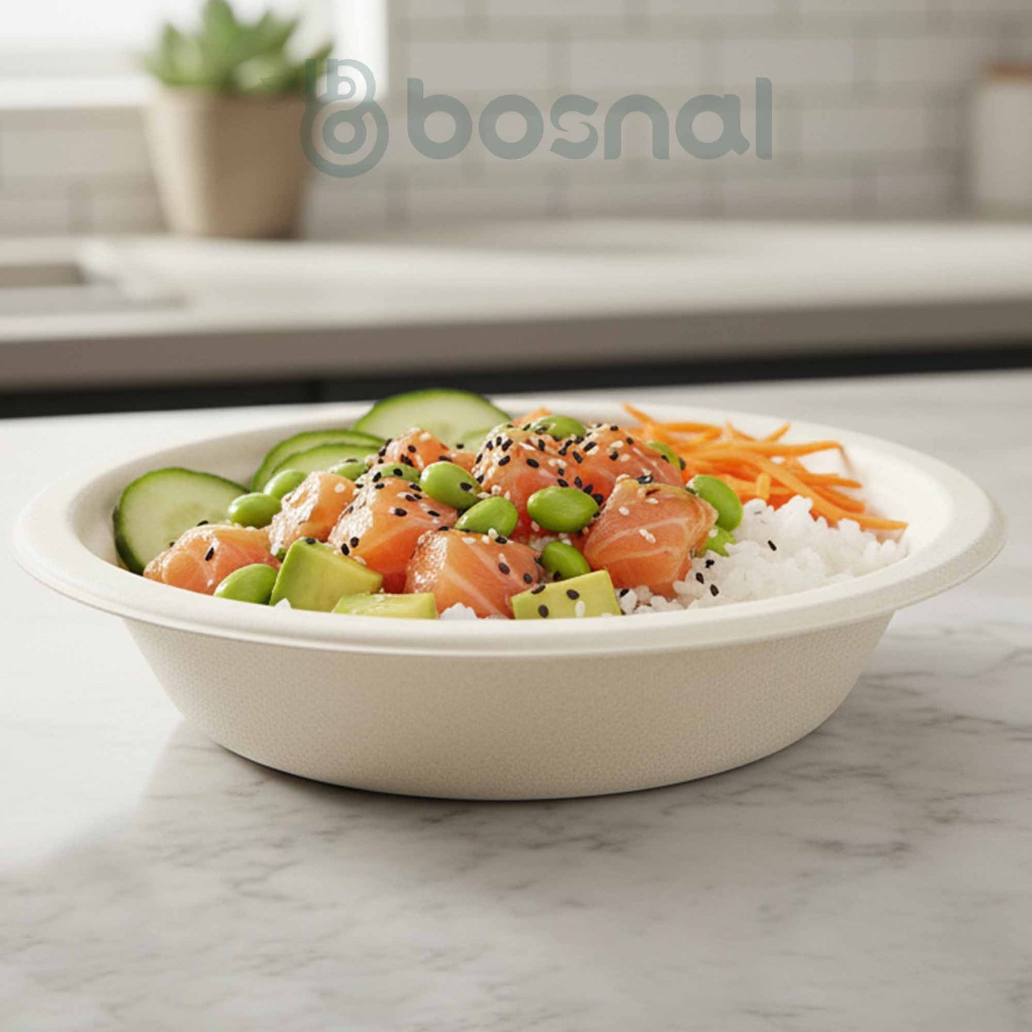 Bosnal – Sugarcane Bagasse Compostable 10 inch & 7 inch Round Plates with 16 Oz Bowls and Cutlery