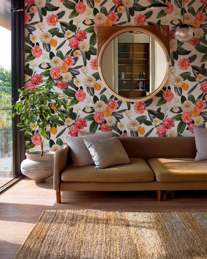 Flower Party Wallpaper, white