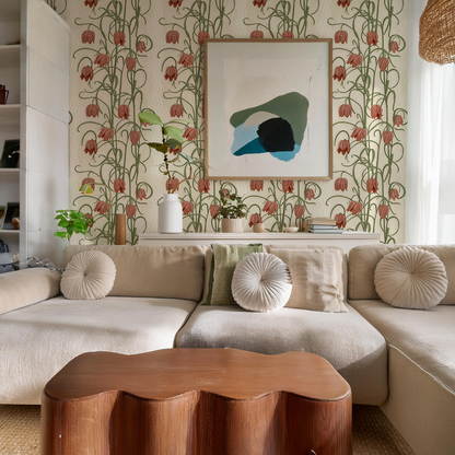Campanas Wallpaper, neutral and burnt orange
