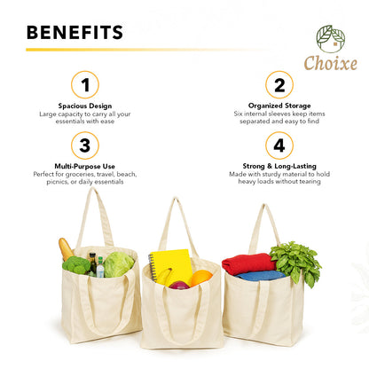 Reusable Tote Mesh Bag w/6 Internal Sleeves.