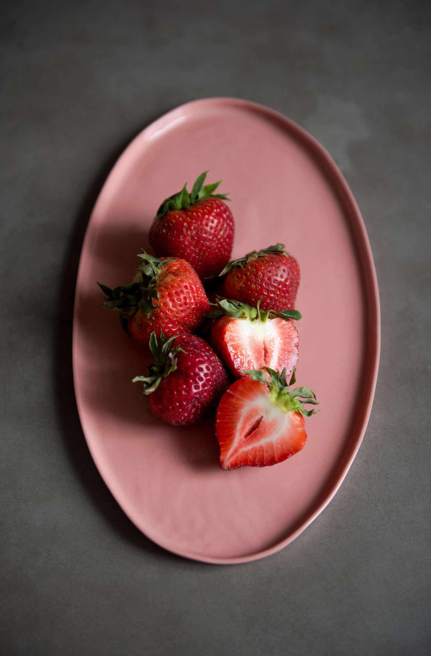 Handmade Porcelain Oval Platter. Powder Pink
