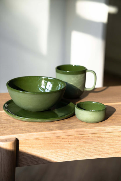 Handmade Porcelain Sauce Bowl. Green