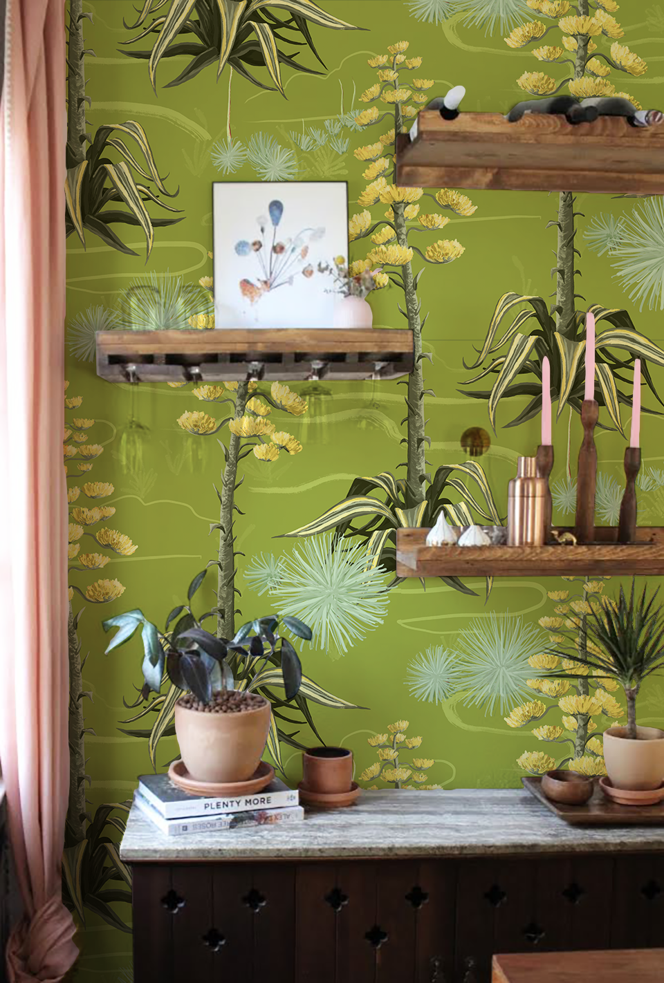 Agave Valley Wallpaper, green