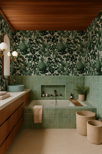 Juicy Fruit Wallpaper, white and dark green