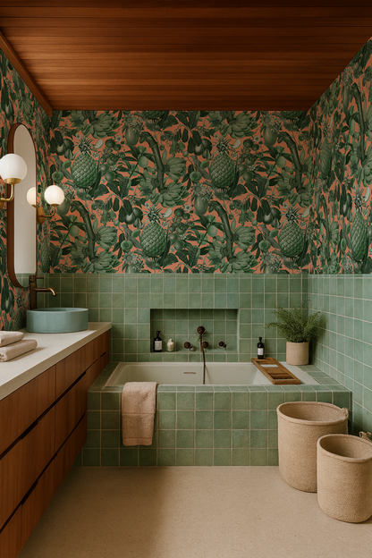 Juicy Fruit Wallpaper, peach and green