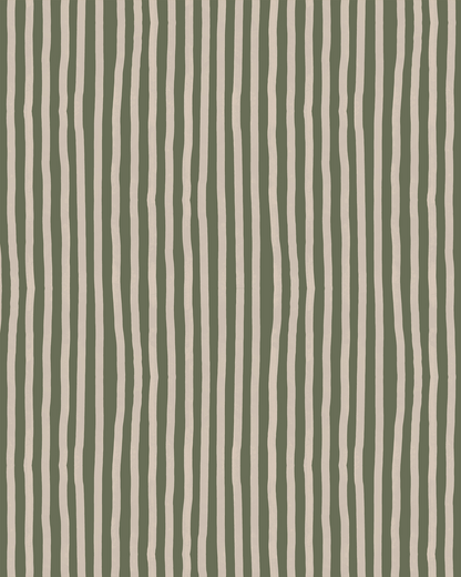 Dolce Stripe Wallpaper, olive green and tan