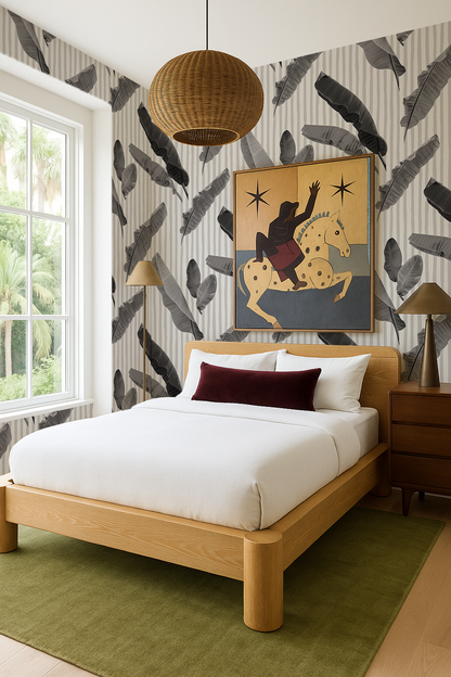 Banana Cabana Wallpaper, black and white