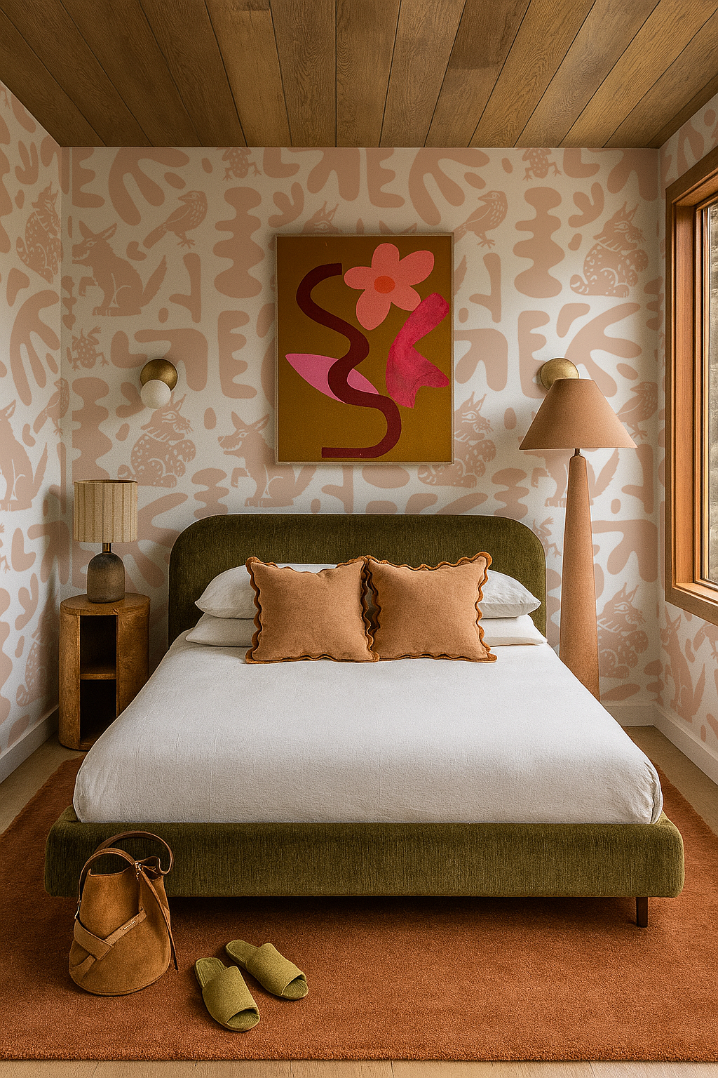 Abstract Animales Wallpaper, peach