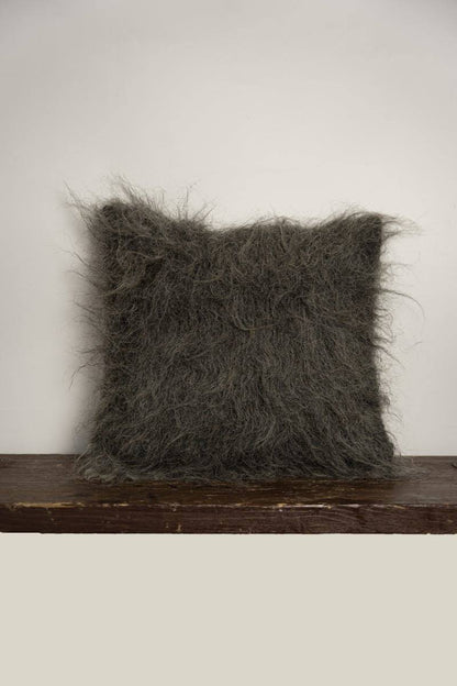 Organic Wool Pillow - Handwoven Brushed Wood Decorative Pillow