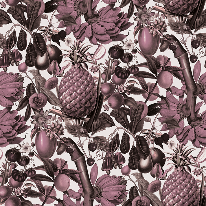 Juicy Fruit Wallpaper, white and mauve