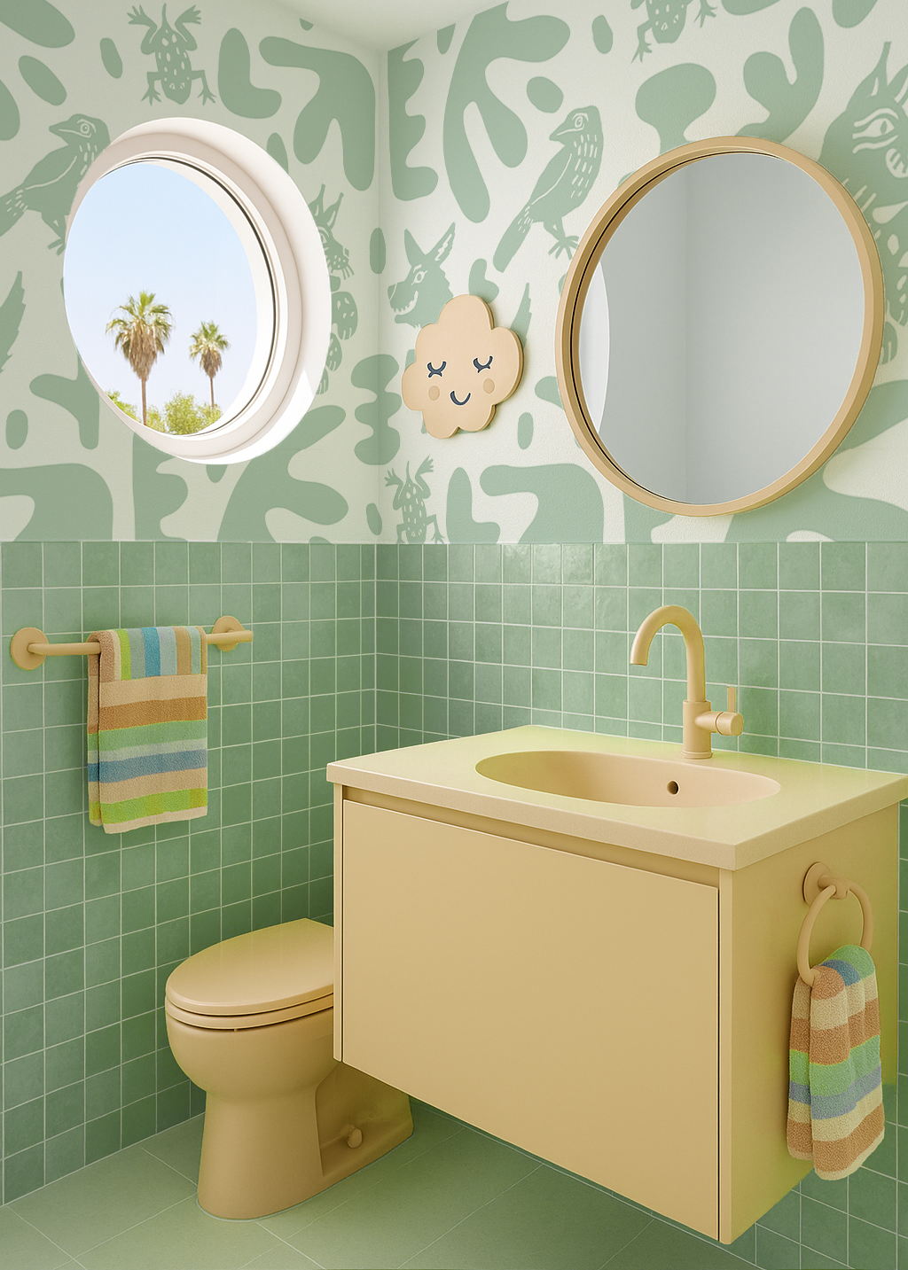 Abstract Animales Wallpaper, mint