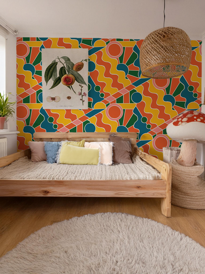Day Trippin' Wallpaper, yellow, orange, pink and green