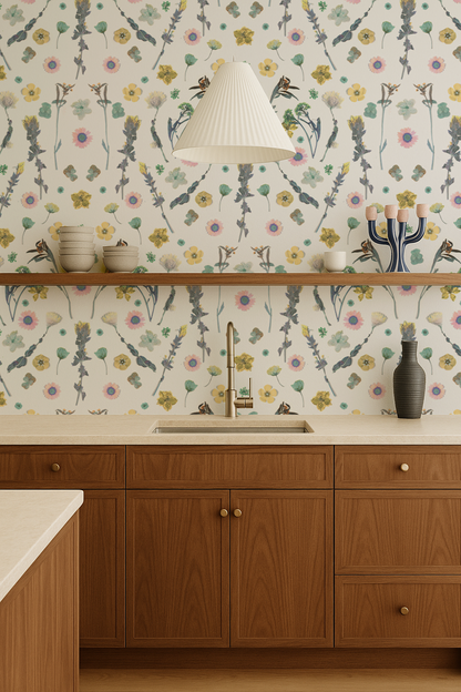 Pressed Fresh Version 02 Wallpaper, pink & yellow