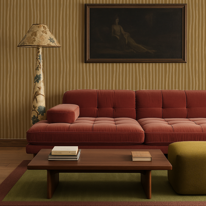 Dolce Stripe Wallpaper, mustard yellow and butter
