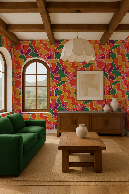 Day Trippin' Wallpaper, purple, red, yellow and green