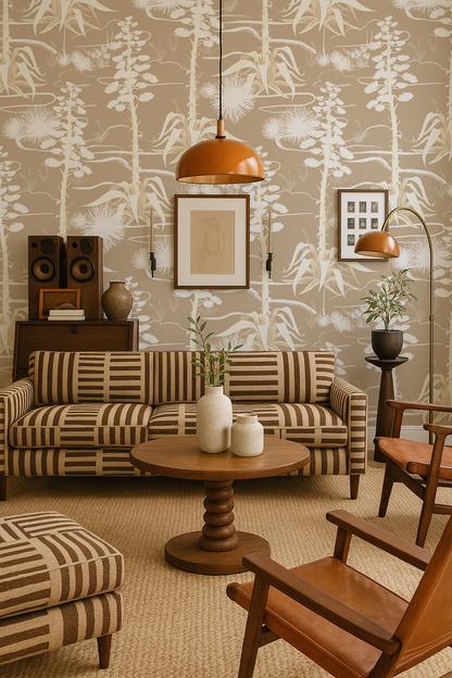 Agave Valley Wallpaper, tan and white