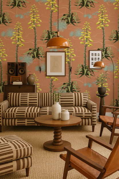 Agave Valley Wallpaper, terra cotta