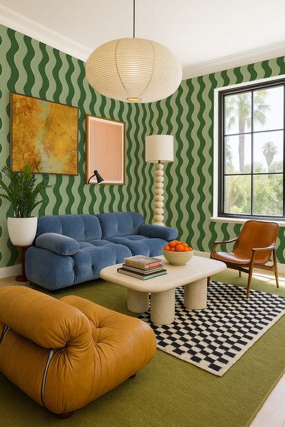 Ziggy Stripe Wallpaper, green and sage