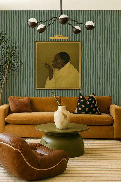 Dolce Stripe Wallpaper, blue and green