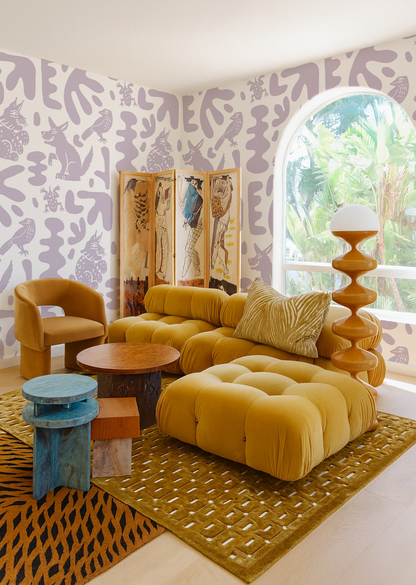 Abstract Animales Wallpaper, lavender