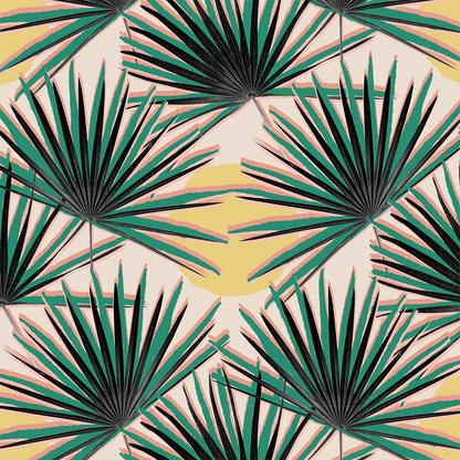 Palm Deco Wallpaper, green and yellow