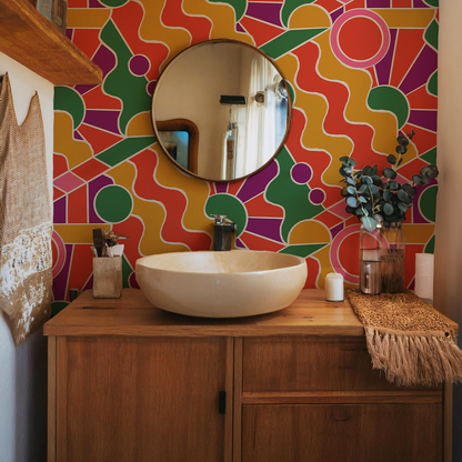 Day Trippin' Wallpaper, purple, red, yellow and green