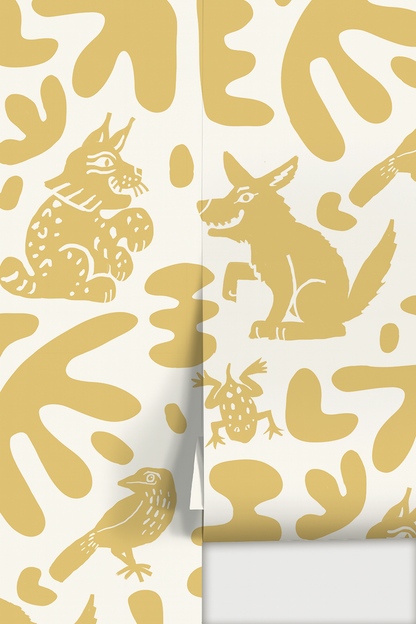 Abstract Animales Wallpaper, yellow